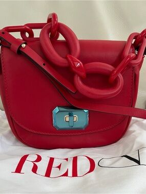 NWOT Valentino Garavani Red Oversized Statement Chain Leather Crossbody